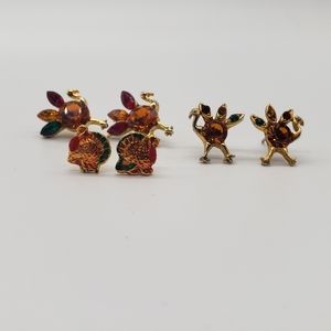 Thanksgiving Turkey Earrings Set of 3 pairs